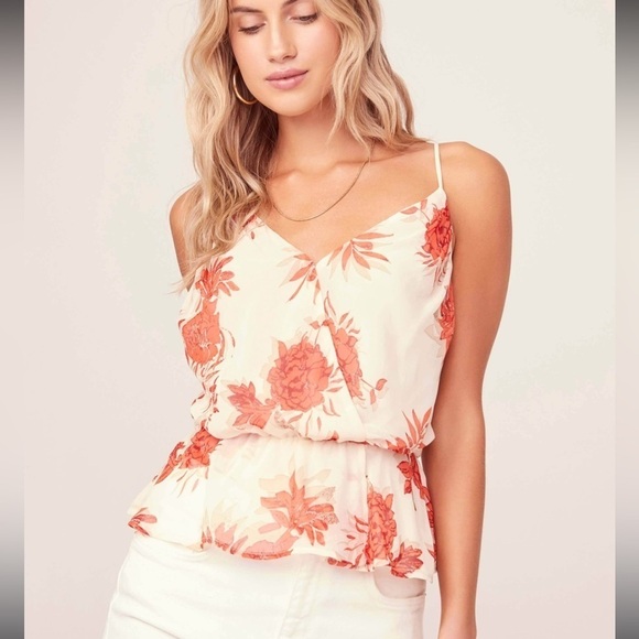 ASTR THE LABEL STRAPPY FLORAL CAMI ADJUSTABLE BACK CRISSCROSS STRAPS BLOUSE XS - Picture 2 of 6